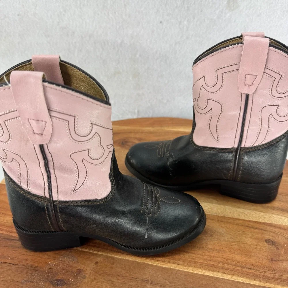 Smoky Mountain Kids 1574T Black Pink Cowboy‎ Western Boots Size R Youth Girls